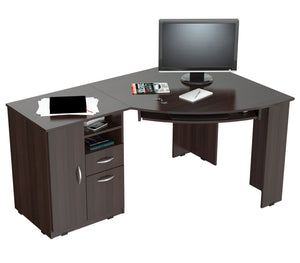 Homeroots 59" Espresso Corner Computer Desk With Two Drawers   249806