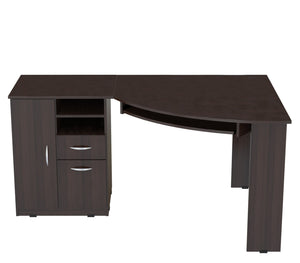 Homeroots 59" Espresso Corner Computer Desk With Two Drawers   249806