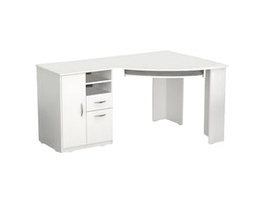 Homeroots 59" White Corner Computer Desk With Two Drawers   249807