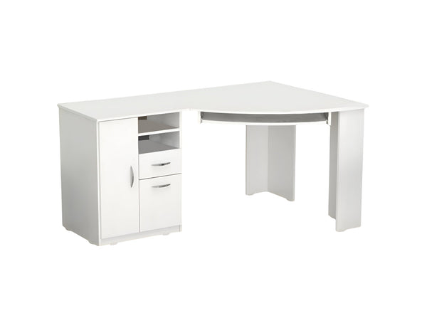 Homeroots 59" White Corner Computer Desk With Two Drawers   249807