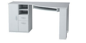 Homeroots 59" White Corner Computer Desk With Two Drawers   249807