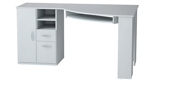 Homeroots 59" White Corner Computer Desk With Two Drawers   249807
