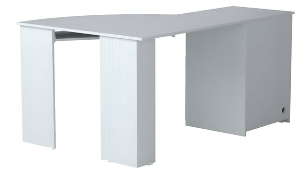 Homeroots 59" White Corner Computer Desk With Two Drawers   249807