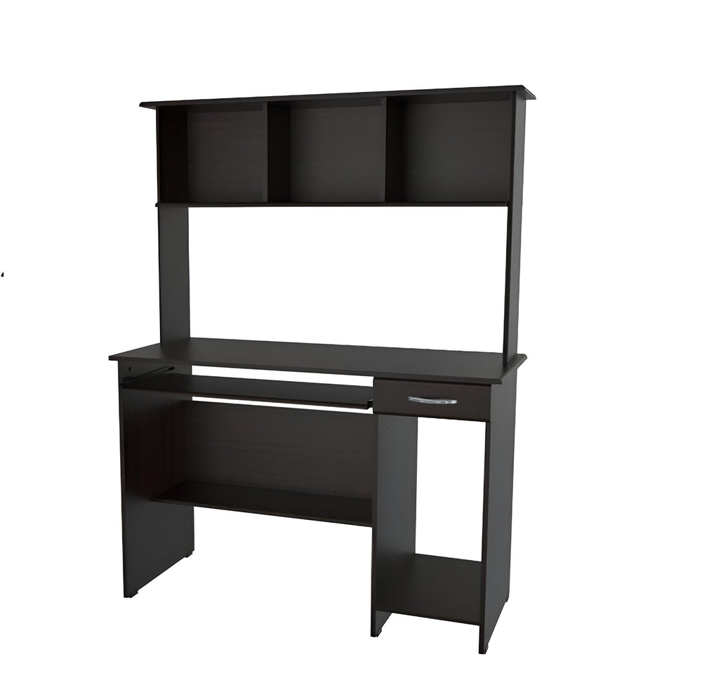 Homeroots 47" Espresso Solid Wood Computer Desk With Hutch   249810