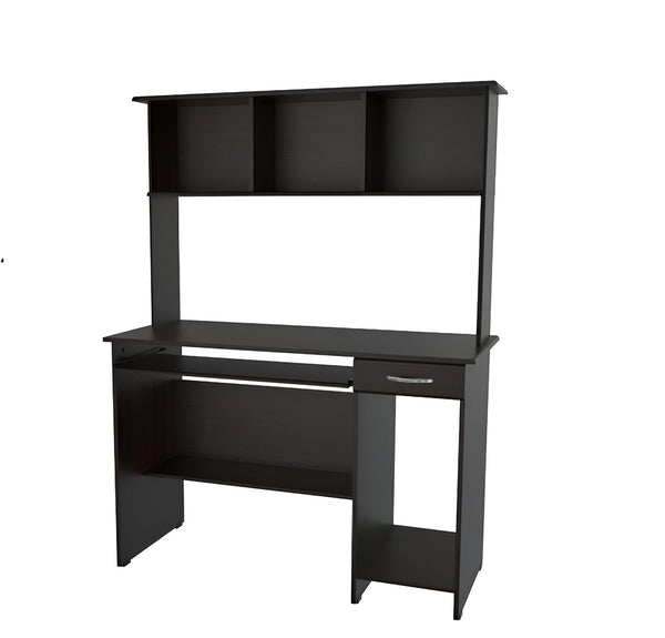 Homeroots 47" Espresso Solid Wood Computer Desk With Hutch   249810