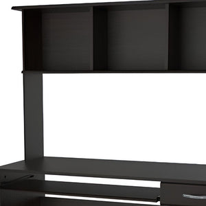 Homeroots 47" Espresso Solid Wood Computer Desk With Hutch   249810