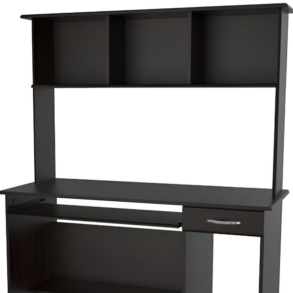 Homeroots 47" Espresso Solid Wood Computer Desk With Hutch   249810