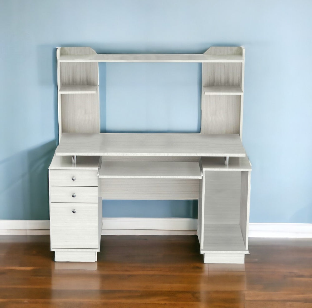 Homeroots 49" White Computer Desk With Three Drawers   249812
