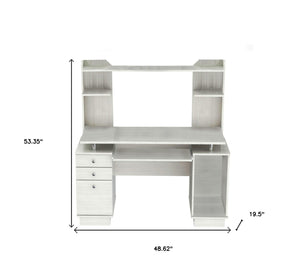 Homeroots 49" White Computer Desk With Three Drawers   249812