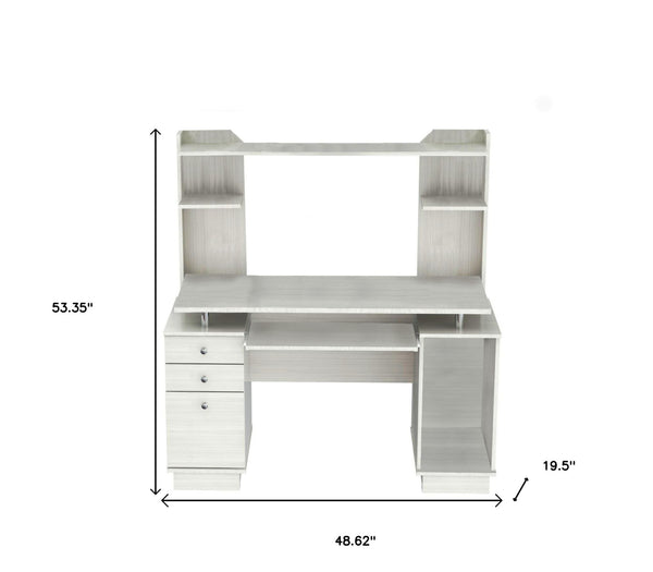 Homeroots 49" White Computer Desk With Three Drawers   249812