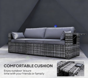 English Elm Seater Outdoor Pe Rattan Sofa Deep Cushioned Patio Couch for Deck or Poolside T3971P417854