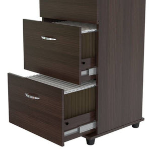 Homeroots Espresso Wood Three Drawer Filing Cabinet  Wood,Metal 249817