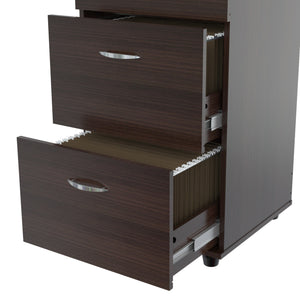 Homeroots Espresso Wood Finish Four Large Drawer Filing Cabinet  Wood,Metal 249818