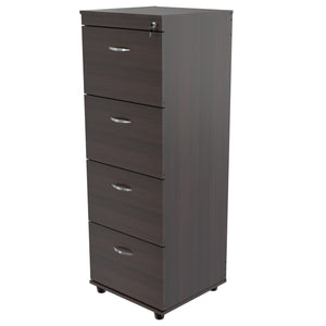 Homeroots Espresso Wood Finish Four Large Drawer Filing Cabinet  Wood,Metal 249818