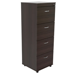 Homeroots Espresso Wood Finish Four Large Drawer Filing Cabinet  Wood,Metal 249818