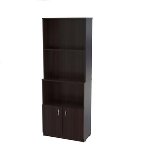 Homeroots 63" Espresso Solid Wood Three Tier Bookcase   249820