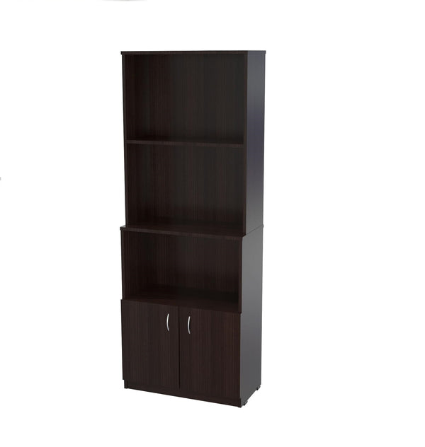 Homeroots 63" Espresso Solid Wood Three Tier Bookcase   249820