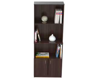 Homeroots 63" Espresso Solid Wood Three Tier Bookcase   249820