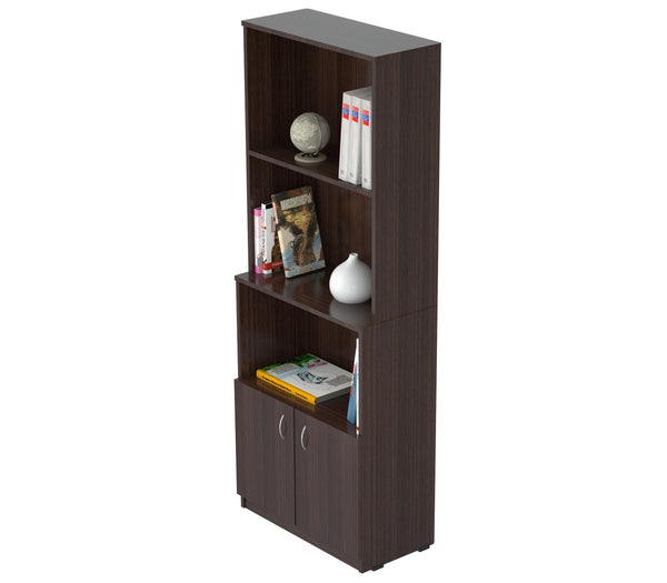 Homeroots 63" Espresso Solid Wood Three Tier Bookcase   249820