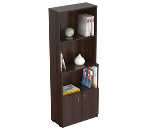 Homeroots 63" Espresso Solid Wood Three Tier Bookcase   249820