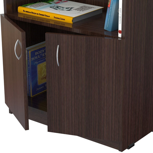 Homeroots 63" Espresso Solid Wood Three Tier Bookcase   249820