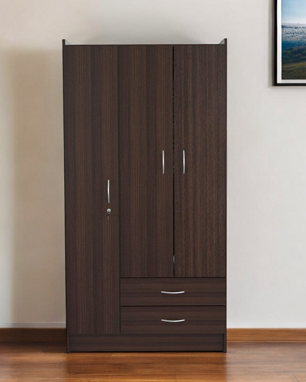 Homeroots 37" Brown Two Drawer Combo Dresser  Manufactured Wood 249830