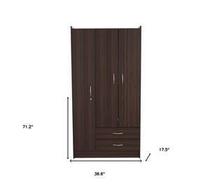 Homeroots 37" Brown Two Drawer Combo Dresser  Manufactured Wood 249830