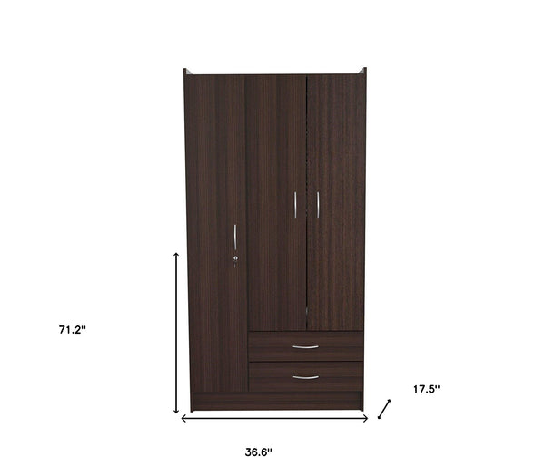 Homeroots 37" Brown Two Drawer Combo Dresser  Manufactured Wood 249830