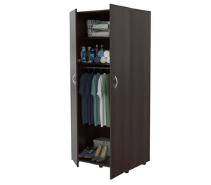 Homeroots Espresso Finish Wood Wardrobe With Two Doors  Solid And Manufacture Wood 249832