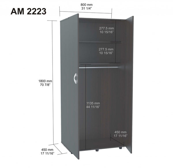 Homeroots Espresso Finish Wood Wardrobe With Two Doors  Solid And Manufacture Wood 249832