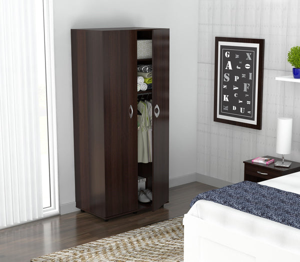 Homeroots Espresso Finish Wood Wardrobe With Two Doors  Solid And Manufacture Wood 249832