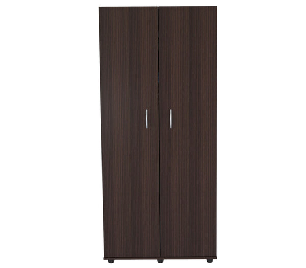 Homeroots Espresso Finish Wood Wardrobe With Two Doors  Solid And Manufacture Wood 249832