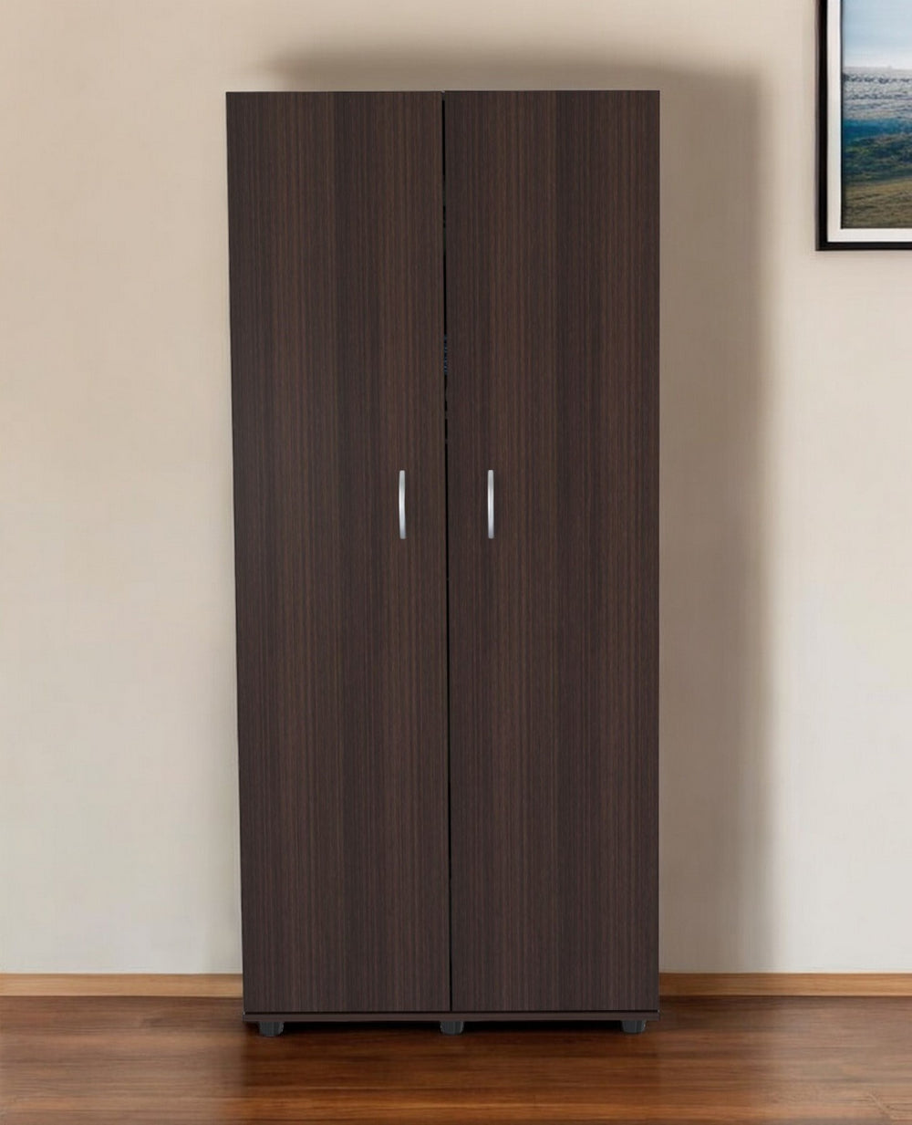 Homeroots Espresso Finish Wood Wardrobe With Two Doors  Solid And Manufacture Wood 249832