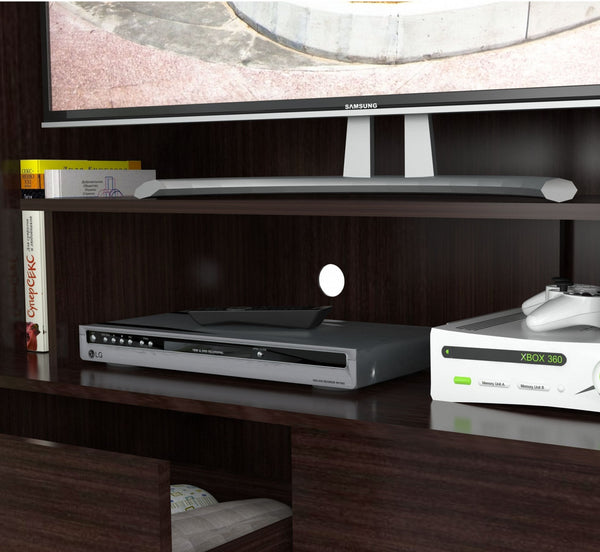 Homeroots 47" Espresso Melamine Mirrored Four Drawer Combo Dresser  Melamine 249835