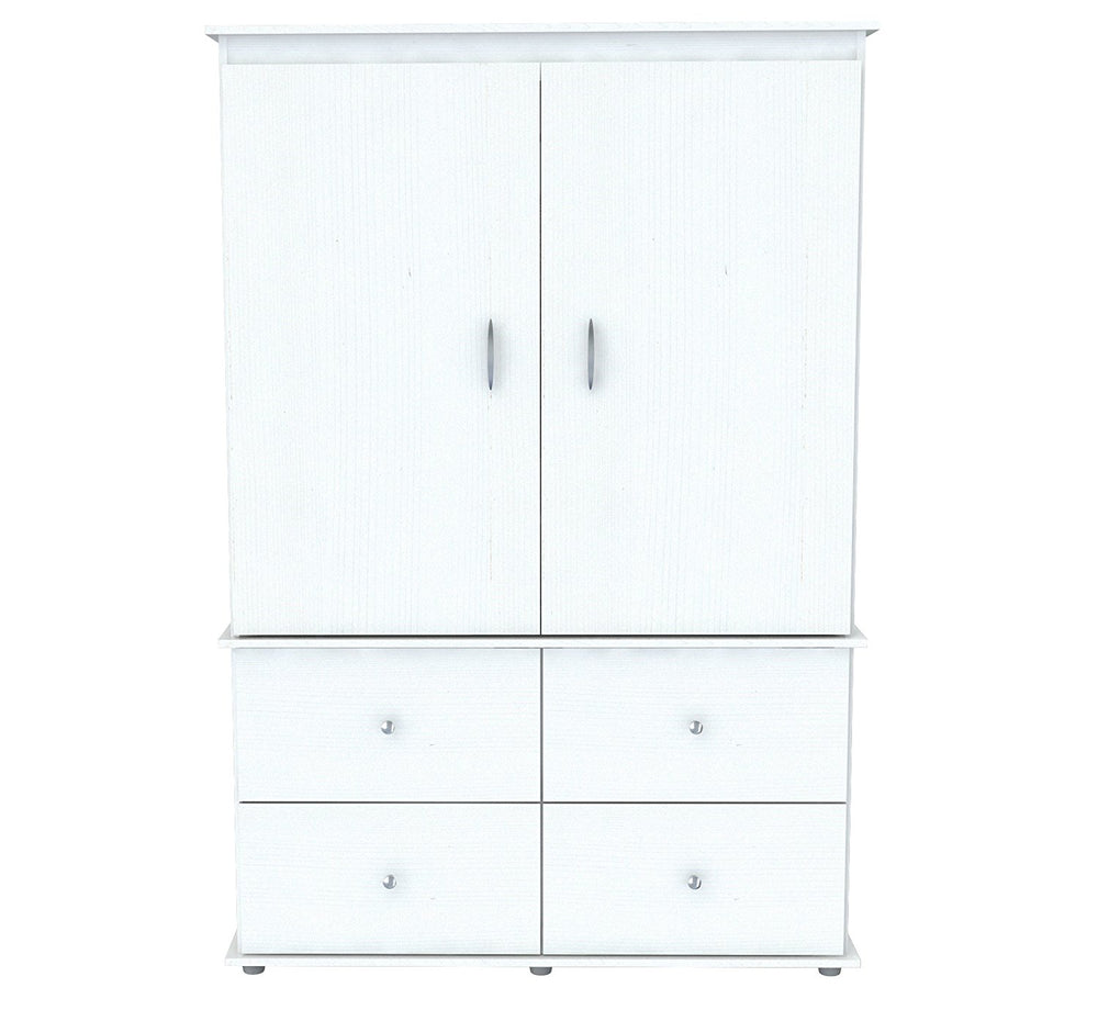 Homeroots 47" White Melamine Mirrored Four Drawer Combo Dresser  Melamine 249837