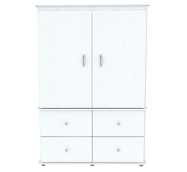 Homeroots 47" White Melamine Mirrored Four Drawer Combo Dresser  Melamine 249837