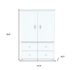 Homeroots 47" White Melamine Mirrored Four Drawer Combo Dresser  Melamine 249837
