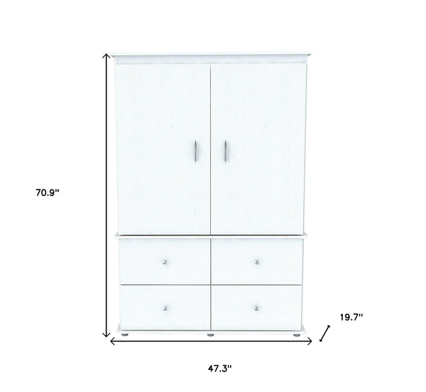 Homeroots 47" White Melamine Mirrored Four Drawer Combo Dresser  Melamine 249837