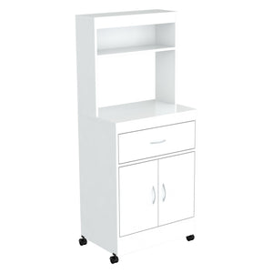 Homeroots 56" White Microwave Kitchen Cabinet With Two Doors And Drawer   249839