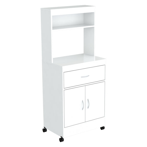 Homeroots 56" White Microwave Kitchen Cabinet With Two Doors And Drawer   249839