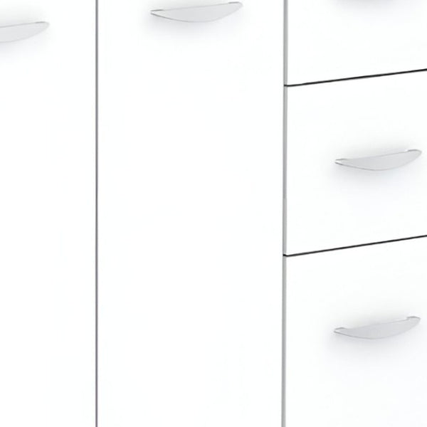 Homeroots White Finish Wood Kitchen Storage Cabinet  Melamine 249840