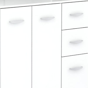 Homeroots White Finish Wood Kitchen Storage Cabinet  Melamine 249840