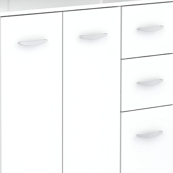 Homeroots White Finish Wood Kitchen Storage Cabinet  Melamine 249840