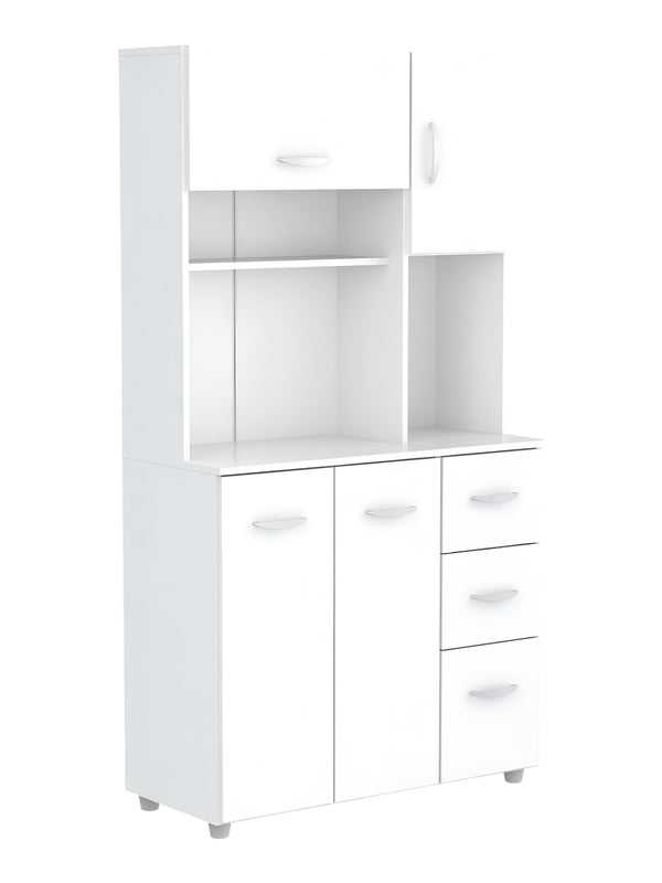 Homeroots White Finish Wood Kitchen Storage Cabinet  Melamine 249840