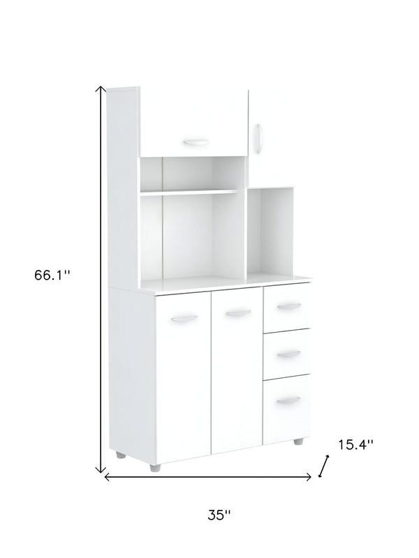 Homeroots White Finish Wood Kitchen Storage Cabinet  Melamine 249840