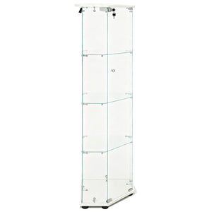 English Elm Tempered Glass Corner Display Cabinet with Rgb Lighting Locking Door and Adjustable Feet White W3155P449086