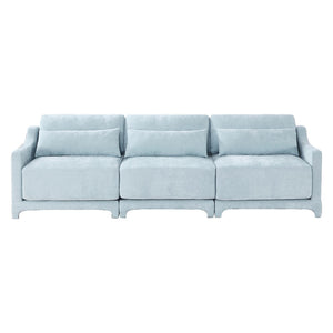 English Elm Three-Seater Sofa In Sky Blue Chenille - Ergonomic Design With Lumbar Pillow, Perfect For Any Space! W714S01206-GIGA