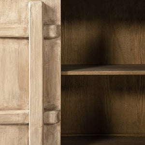 English Elm Rowan Reclaimed Pine Two Door Accent Cabinet with Carved Handles Rustic Storage B2719P474453