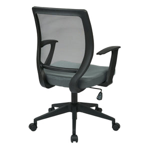 OSP Home Furnishings Screen Back Ergonomic Task Chair with Mesh Seat Lumbar Support and T Arms for Office Grey EM51022N-2M