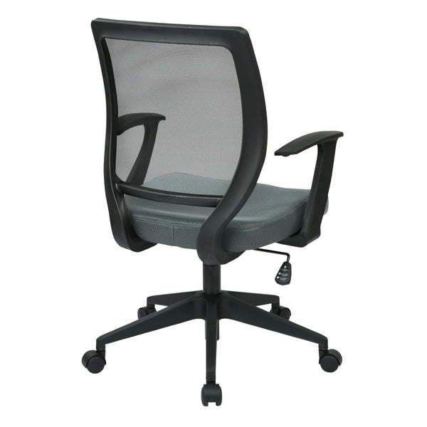 OSP Home Furnishings Screen Back Ergonomic Task Chair with Mesh Seat Lumbar Support and T Arms for Office Grey EM51022N-2M